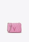 VERSACE VIRTUS QUILTED NAPLAK LEATHER SHOULDER BAG