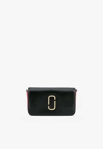 Marc Jacobs The Snapshot Chain Clutch In Saffiano Leather In Black