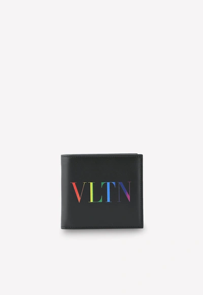 Valentino Garavani Vltn Bi-fold Wallet In Calfskin In Black