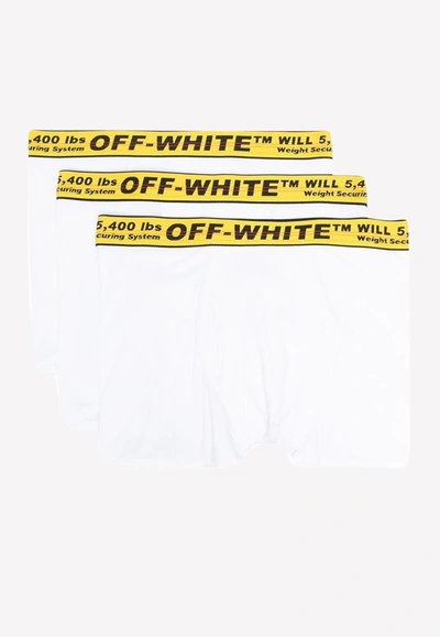 Off-white Tripack Industrial Classic Cotton Boxer Shorts In White