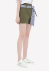 Sjyp Double Waist Shorts With Dotted Belt Strap In Khaki