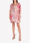 Francesco Scognamilio 3d Floral Embroidered Cocoon Coat In Pink