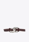 FERRAGAMO Large Gancini Braided Calfskin Bracelet