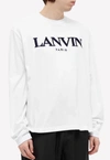 LANVIN LOGO EMBROIDERED LONG SLEEVES COTTON T-SHIRT