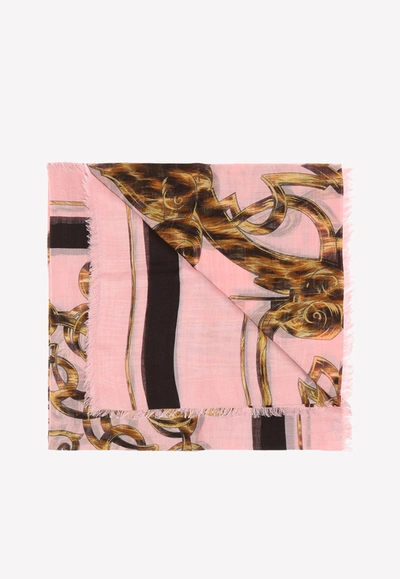 Versace Baroque Print Silk Blend Shawl In Multicolor