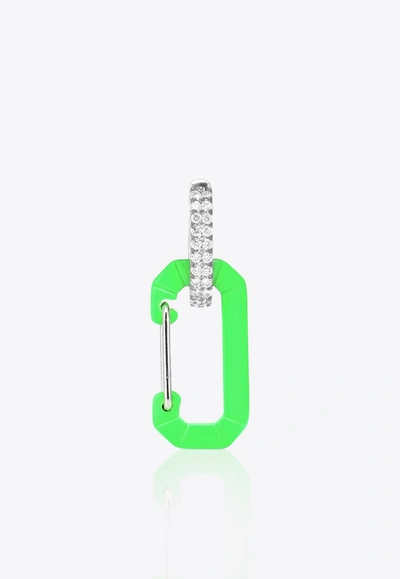 Eéra Special Order – Small Fluo Chiara 18k Gold Single Earring With Diamonds In Green
