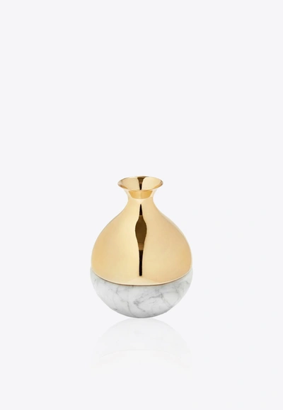 Anna Dual Marble Bud Vase In Gold