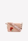 OFF-WHITE Mini Floral Print Flap Crossbody Bag in Leather