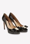 FERRAGAMO OSIMO 105 PATENT LEATHER PUMPS WITH ICONIC BOW