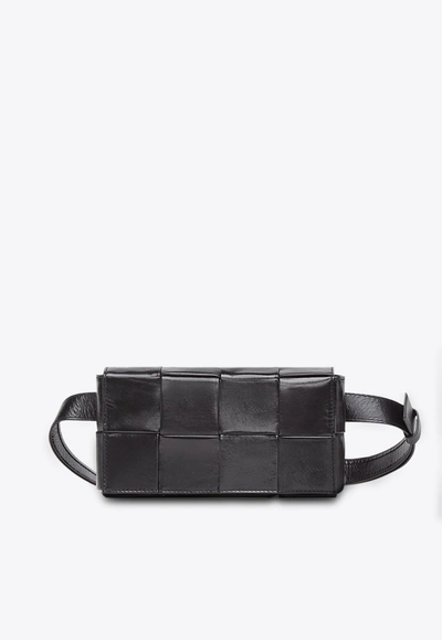 Bottega Veneta Mini Cassette Belt Bag In Intrecciato Calfskin In Black