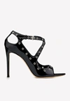 Giuseppe Zanotti Alyson 105 Rivet Sandals In Patent Leather- Delivery In 3-4 Weeks In Black