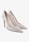 GIANVITO ROSSI RANIA 105 SUEDE PUMPS WITH CRYSTAL EMBELLISHMENT