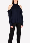 Cushnie Et Ochs Cold-shoulder Blouse In Blue