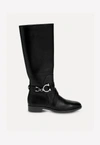 Ferragamo Gancini Knee-high Leather Boots In Black