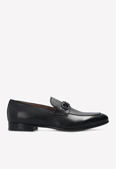 Ferragamo Men's Scarlet Gancini Bit Leather Loafers - Narrow In Black