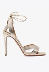 Aquazzura Ari 105 Wrap-around Sandals In Laminated Leather In Gold