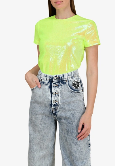Mm6 Maison Margiela All-over Sequin Top In Green