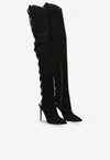 ALEXANDRE VAUTHIER 115 LACE-UP SUEDE LEATHER KNEE-HIGH BOOTS,64035939-070708