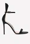 GIANVITO ROSSI BELVEDERE 105 SATIN SANDALS WITH FRILL DETAIL,G61498 15RIC LAMNERO