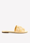 Valentino Women's Roman Stud Quilted Slide Sandals With Tonal Studs In Gold