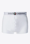 Dolce & Gabbana Two-way-stretch Jersey Regular-fit Boxers With Emblem In White