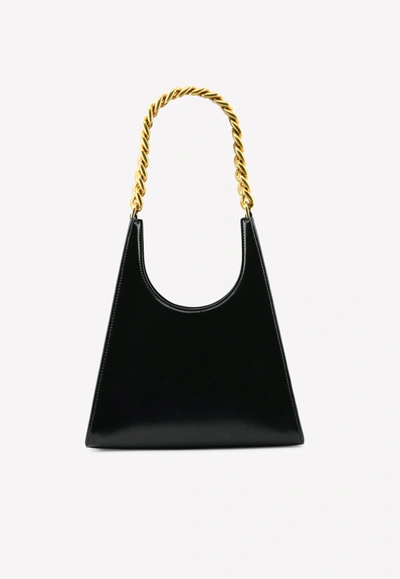 Staud Rey Chain Top Handle Bag In Leather In Black