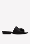 Ferragamo Double Bow Mule Sandals In Black