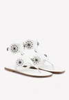 ALAÏA STUDDED CALFSKIN SPARTAN FLAT SANDALS