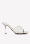 Bottega Veneta Square Toe 90 Sandals In Soft Quilted Nappa Leather In White