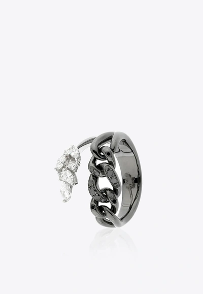 Yeprem Black Strada Diamond Embellished Ring In 18-karat White Gold