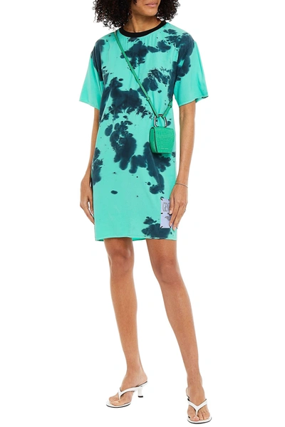 Mcq By Alexander Mcqueen Appliquéd Tie-dyed Silk Crepe De Chine Mini Dress In Mint