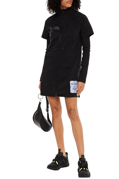 Mcq By Alexander Mcqueen Appliquéd Printed Cotton-blend Shell Mini Dress In Black