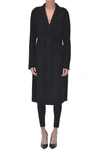 Theory Oaklane Tie-belt Regular-fit Crepe Coat In Black