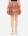 Dolce & Gabbana Gathered Printed Cotton-poplin Mini Skirt In Multicolor