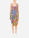 Dolce & Gabbana Short Carretto-print Twill Dress In Multicolor