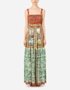 Dolce & Gabbana Carretto-print Long Chiffon Dress In Multicolor