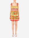 Dolce & Gabbana Mini Dress With Carretto Print In Chiffon In Multicolor