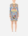 Dolce & Gabbana Short Carretto-print Organzine Dress In Multicolor