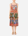 Dolce & Gabbana Carretto Print Cotton Poplin Midi Dress In Multicolor