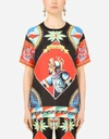 Dolce & Gabbana Short-sleeved Carretto-print Twill T-shirt In Multicolor