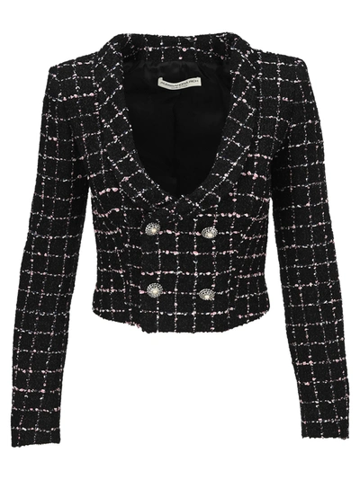 Alessandra Rich Double-breasted Tweed Jacket In Black