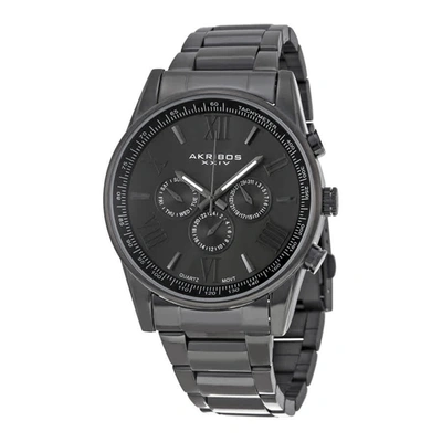 Akribos Xxiv Multi-function Black Dial Mens Watch Ak736bk In Black,gunmetal