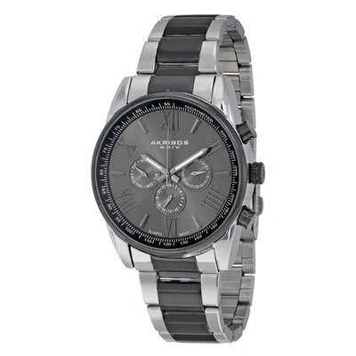 Akribos Xxiv Black Sunray Diasl Alloy Mens Watch Ak736ttb In Black,silver Tone,two Tone