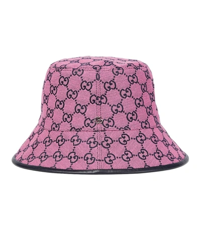 Gucci Gg Multicolor Canvas Bucket Hat In Pink And Blue