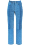 Marine Serre Moonfish Skin Panelled Jeans In Blue