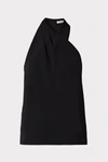 Milly Preston Cady Asymmetric Halter Top In Black