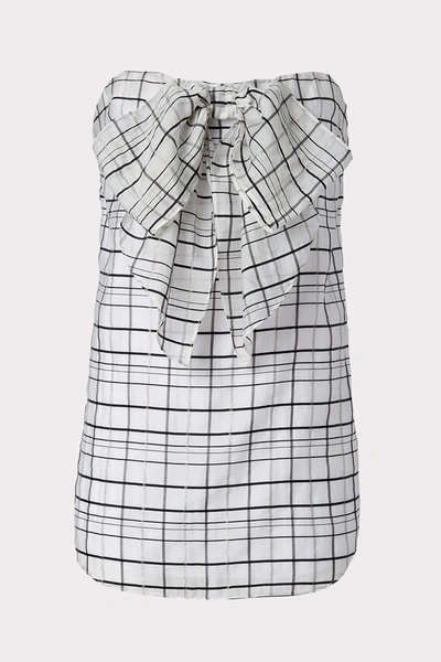 Milly Metallic Check Organza Top In White/black