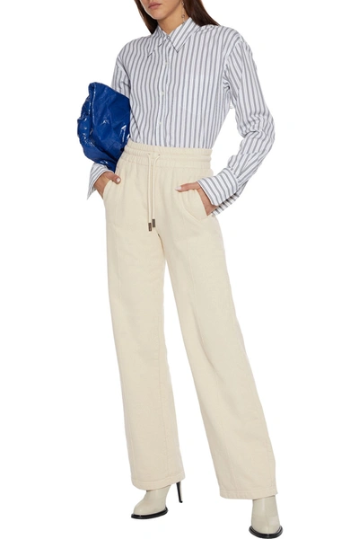 Off-white Printed French Cotton-terry Track Trousers In Ecru
