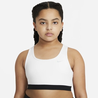Nike Swoosh Big Kids' (girls') Sports Bra (extended Size) In White/pure Platinum
