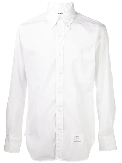 Thom Browne Name Tag Patch Long-sleeved Shirt In White